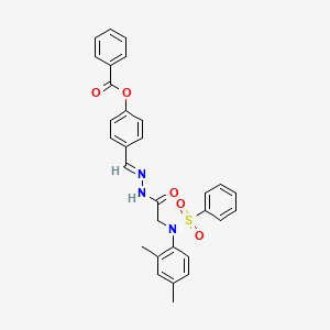 4-[(E)-({2-[N-(2,4-Dimethylphenyl)benzenesulfonamido]acetamido}imino)methyl]phenyl benzoate