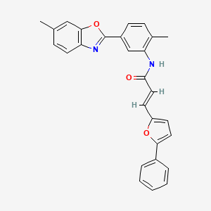 (2E)-N-[2-methyl-5-(6-methyl-1,3-benzoxazol-2-yl)phenyl]-3-(5-phenylfuran-2-yl)prop-2-enamide