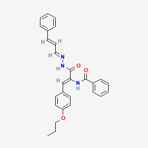 N-[(1Z)-3-oxo-3-{(2E)-2-[(2E)-3-phenylprop-2-en-1-ylidene]hydrazinyl}-1-(4-propoxyphenyl)prop-1-en-2-yl]benzamide