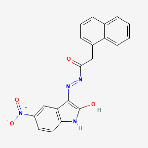 2-(naphthalen-1-yl)-N'-[(3E)-5-nitro-2-oxo-1,2-dihydro-3H-indol-3-ylidene]acetohydrazide