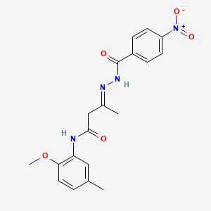 molecular formula C19H20N4O5 B15016986 (3E)-N-(2-methoxy-5-methylphenyl)-3-{2-[(4-nitrophenyl)carbonyl]hydrazinylidene}butanamide 