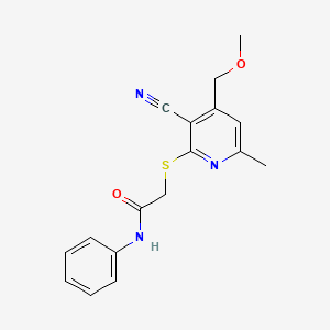 2-{[3-cyano-4-(methoxymethyl)-6-methylpyridin-2-yl]sulfanyl}-N-phenylacetamide