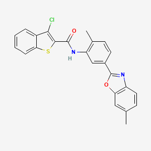 3-chloro-N-[2-methyl-5-(6-methyl-1,3-benzoxazol-2-yl)phenyl]-1-benzothiophene-2-carboxamide