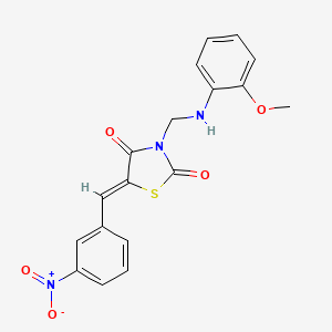 molecular formula C18H15N3O5S B15017228 (5Z)-3-{[(2-methoxyphenyl)amino]methyl}-5-(3-nitrobenzylidene)-1,3-thiazolidine-2,4-dione 