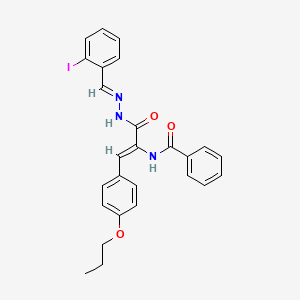 N-[(1Z)-3-[(2E)-2-(2-iodobenzylidene)hydrazinyl]-3-oxo-1-(4-propoxyphenyl)prop-1-en-2-yl]benzamide