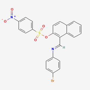 molecular formula C23H15BrN2O5S B15017447 1-{(E)-[(4-bromophenyl)imino]methyl}naphthalen-2-yl 4-nitrobenzenesulfonate 