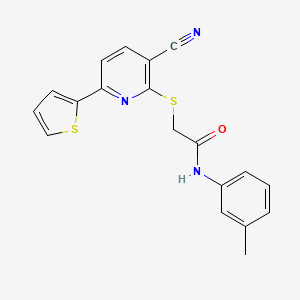 molecular formula C19H15N3OS2 B15017452 2-{[3-cyano-6-(thiophen-2-yl)pyridin-2-yl]sulfanyl}-N-(3-methylphenyl)acetamide 