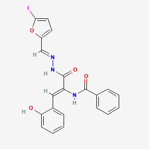 molecular formula C21H16IN3O4 B15017468 N-[(1Z)-1-(2-hydroxyphenyl)-3-{(2E)-2-[(5-iodofuran-2-yl)methylidene]hydrazinyl}-3-oxoprop-1-en-2-yl]benzamide 