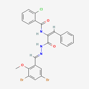 2-chloro-N-{(1E)-3-[(2E)-2-(3,5-dibromo-2-methoxybenzylidene)hydrazinyl]-3-oxo-1-phenylprop-1-en-2-yl}benzamide