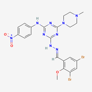 4-[(2E)-2-(3,5-dibromo-2-methoxybenzylidene)hydrazinyl]-6-(4-methylpiperazin-1-yl)-N-(4-nitrophenyl)-1,3,5-triazin-2-amine