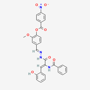 4-[(E)-(2-{(2Z)-3-(2-hydroxyphenyl)-2-[(phenylcarbonyl)amino]prop-2-enoyl}hydrazinylidene)methyl]-2-methoxyphenyl 4-nitrobenzoate