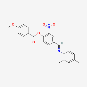 molecular formula C23H20N2O5 B15017548 4-[(E)-[(2,4-Dimethylphenyl)imino]methyl]-2-nitrophenyl 4-methoxybenzoate 