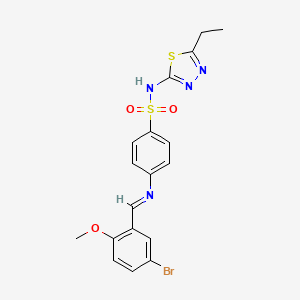 4-{[(E)-(5-bromo-2-methoxyphenyl)methylidene]amino}-N-(5-ethyl-1,3,4-thiadiazol-2-yl)benzenesulfonamide