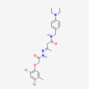 (3E)-3-{2-[(2,4-dibromo-5-methylphenoxy)acetyl]hydrazinylidene}-N-[4-(diethylamino)benzyl]butanamide