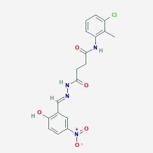 N-(3-chloro-2-methylphenyl)-4-[(2E)-2-(2-hydroxy-5-nitrobenzylidene)hydrazinyl]-4-oxobutanamide