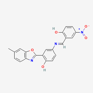 molecular formula C21H15N3O5 B15017633 2-[(E)-{[4-hydroxy-3-(6-methyl-1,3-benzoxazol-2-yl)phenyl]imino}methyl]-4-nitrophenol 