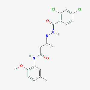 molecular formula C19H19Cl2N3O3 B15017641 (3E)-3-{[(2,4-Dichlorophenyl)formamido]imino}-N-(2-methoxy-5-methylphenyl)butanamide 