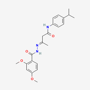 (3E)-3-{2-[(2,4-dimethoxyphenyl)carbonyl]hydrazinylidene}-N-[4-(propan-2-yl)phenyl]butanamide