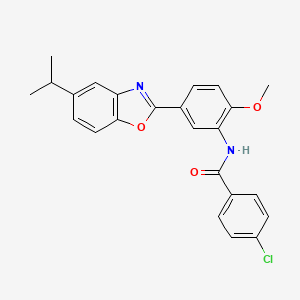 4-chloro-N-{2-methoxy-5-[5-(propan-2-yl)-1,3-benzoxazol-2-yl]phenyl}benzamide