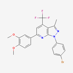 molecular formula C22H17BrF3N3O2 B15017700 1-(4-bromophenyl)-6-(3,4-dimethoxyphenyl)-3-methyl-4-(trifluoromethyl)-1H-pyrazolo[3,4-b]pyridine 