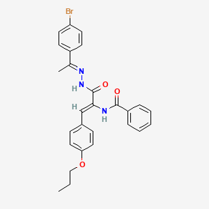 molecular formula C27H26BrN3O3 B15017715 N-[(1Z)-3-{(2E)-2-[1-(4-bromophenyl)ethylidene]hydrazinyl}-3-oxo-1-(4-propoxyphenyl)prop-1-en-2-yl]benzamide 