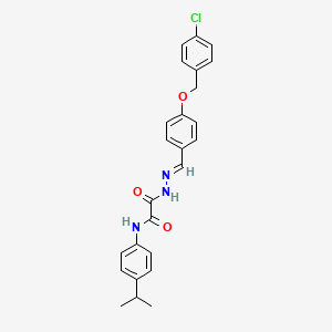 molecular formula C25H24ClN3O3 B15017722 2-[(2E)-2-{4-[(4-chlorobenzyl)oxy]benzylidene}hydrazinyl]-2-oxo-N-[4-(propan-2-yl)phenyl]acetamide 