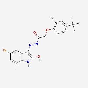 N'-[(3Z)-5-bromo-7-methyl-2-oxo-1,2-dihydro-3H-indol-3-ylidene]-2-(4-tert-butyl-2-methylphenoxy)acetohydrazide