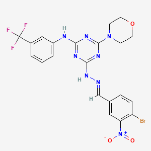 molecular formula C21H18BrF3N8O3 B15017741 4-[(2E)-2-(4-bromo-3-nitrobenzylidene)hydrazinyl]-6-(morpholin-4-yl)-N-[3-(trifluoromethyl)phenyl]-1,3,5-triazin-2-amine 