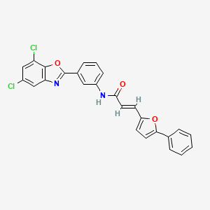 molecular formula C26H16Cl2N2O3 B15017776 (2E)-N-[3-(5,7-dichloro-1,3-benzoxazol-2-yl)phenyl]-3-(5-phenylfuran-2-yl)prop-2-enamide 