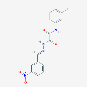 molecular formula C15H11FN4O4 B15017779 N-(3-fluorophenyl)-2-[(2E)-2-(3-nitrobenzylidene)hydrazinyl]-2-oxoacetamide 