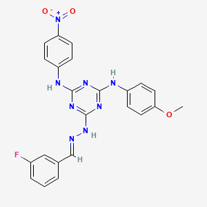 6-[(2E)-2-(3-fluorobenzylidene)hydrazinyl]-N-(4-methoxyphenyl)-N'-(4-nitrophenyl)-1,3,5-triazine-2,4-diamine