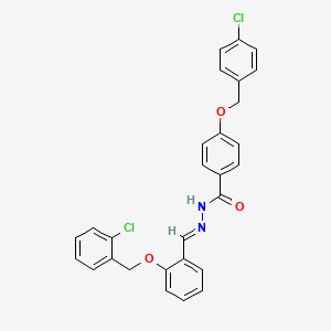 molecular formula C28H22Cl2N2O3 B15017791 4-[(4-chlorobenzyl)oxy]-N'-[(E)-{2-[(2-chlorobenzyl)oxy]phenyl}methylidene]benzohydrazide 