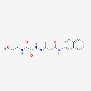 (3E)-3-(2-{[(2-hydroxyethyl)amino](oxo)acetyl}hydrazinylidene)-N-(naphthalen-2-yl)butanamide