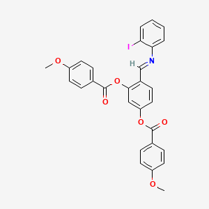 molecular formula C29H22INO6 B15017812 4-{(E)-[(2-iodophenyl)imino]methyl}benzene-1,3-diyl bis(4-methoxybenzoate) 