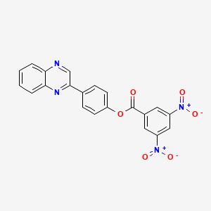 molecular formula C21H12N4O6 B15017821 4-(Quinoxalin-2-yl)phenyl 3,5-dinitrobenzoate 