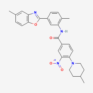 N-[2-methyl-5-(5-methyl-1,3-benzoxazol-2-yl)phenyl]-4-(4-methylpiperidin-1-yl)-3-nitrobenzamide