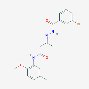 (3E)-3-{2-[(3-bromophenyl)carbonyl]hydrazinylidene}-N-(2-methoxy-5-methylphenyl)butanamide