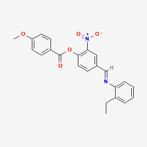 molecular formula C23H20N2O5 B15017867 4-[(E)-[(2-Ethylphenyl)imino]methyl]-2-nitrophenyl 4-methoxybenzoate 