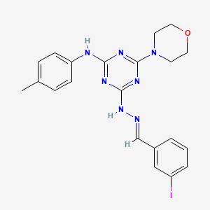 molecular formula C21H22IN7O B15017870 4-[(2E)-2-(3-iodobenzylidene)hydrazinyl]-N-(4-methylphenyl)-6-(morpholin-4-yl)-1,3,5-triazin-2-amine 