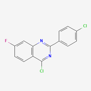 B1501790 4-Chloro-2-(4-chlorophenyl)-7-fluoroquinazoline CAS No. 885277-75-8