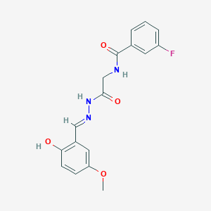 molecular formula C17H16FN3O4 B15017910 3-Fluoro-N-({N'-[(E)-(2-hydroxy-5-methoxyphenyl)methylidene]hydrazinecarbonyl}methyl)benzamide 