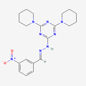 molecular formula C20H26N8O2 B15017916 2-[(2E)-2-(3-nitrobenzylidene)hydrazinyl]-4,6-di(piperidin-1-yl)-1,3,5-triazine 