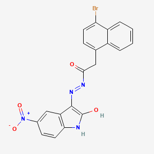 2-(4-bromonaphthalen-1-yl)-N'-[(3E)-5-nitro-2-oxo-1,2-dihydro-3H-indol-3-ylidene]acetohydrazide