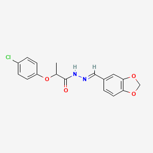 N'-[(E)-1,3-benzodioxol-5-ylmethylidene]-2-(4-chlorophenoxy)propanehydrazide