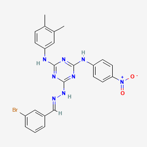 6-[(2E)-2-(3-bromobenzylidene)hydrazinyl]-N-(3,4-dimethylphenyl)-N'-(4-nitrophenyl)-1,3,5-triazine-2,4-diamine