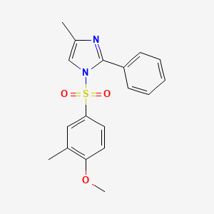 molecular formula C18H18N2O3S B15018075 1-(4-methoxy-3-methylbenzenesulfonyl)-4-methyl-2-phenyl-1H-imidazole 