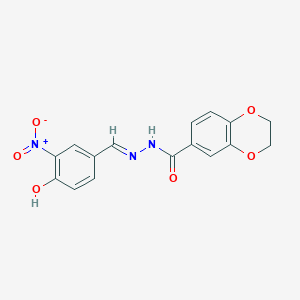 molecular formula C16H13N3O6 B15018094 N'-[(E)-(4-hydroxy-3-nitrophenyl)methylidene]-2,3-dihydro-1,4-benzodioxine-6-carbohydrazide 