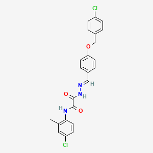 molecular formula C23H19Cl2N3O3 B15018109 N-(4-Chloro-2-methylphenyl)-1-{N'-[(E)-{4-[(4-chlorophenyl)methoxy]phenyl}methylidene]hydrazinecarbonyl}formamide 