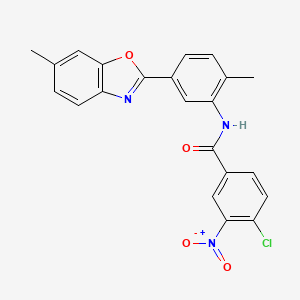 molecular formula C22H16ClN3O4 B15018112 4-chloro-N-[2-methyl-5-(6-methyl-1,3-benzoxazol-2-yl)phenyl]-3-nitrobenzamide 