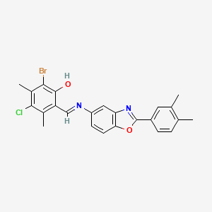 molecular formula C24H20BrClN2O2 B15018190 2-bromo-4-chloro-6-[(E)-{[2-(3,4-dimethylphenyl)-1,3-benzoxazol-5-yl]imino}methyl]-3,5-dimethylphenol 